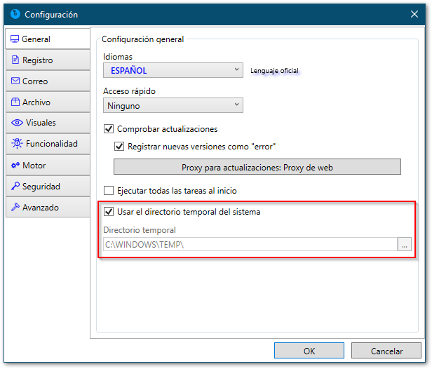 Config of tmp space